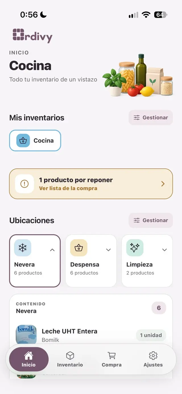 Pantalla principal de Ordivy